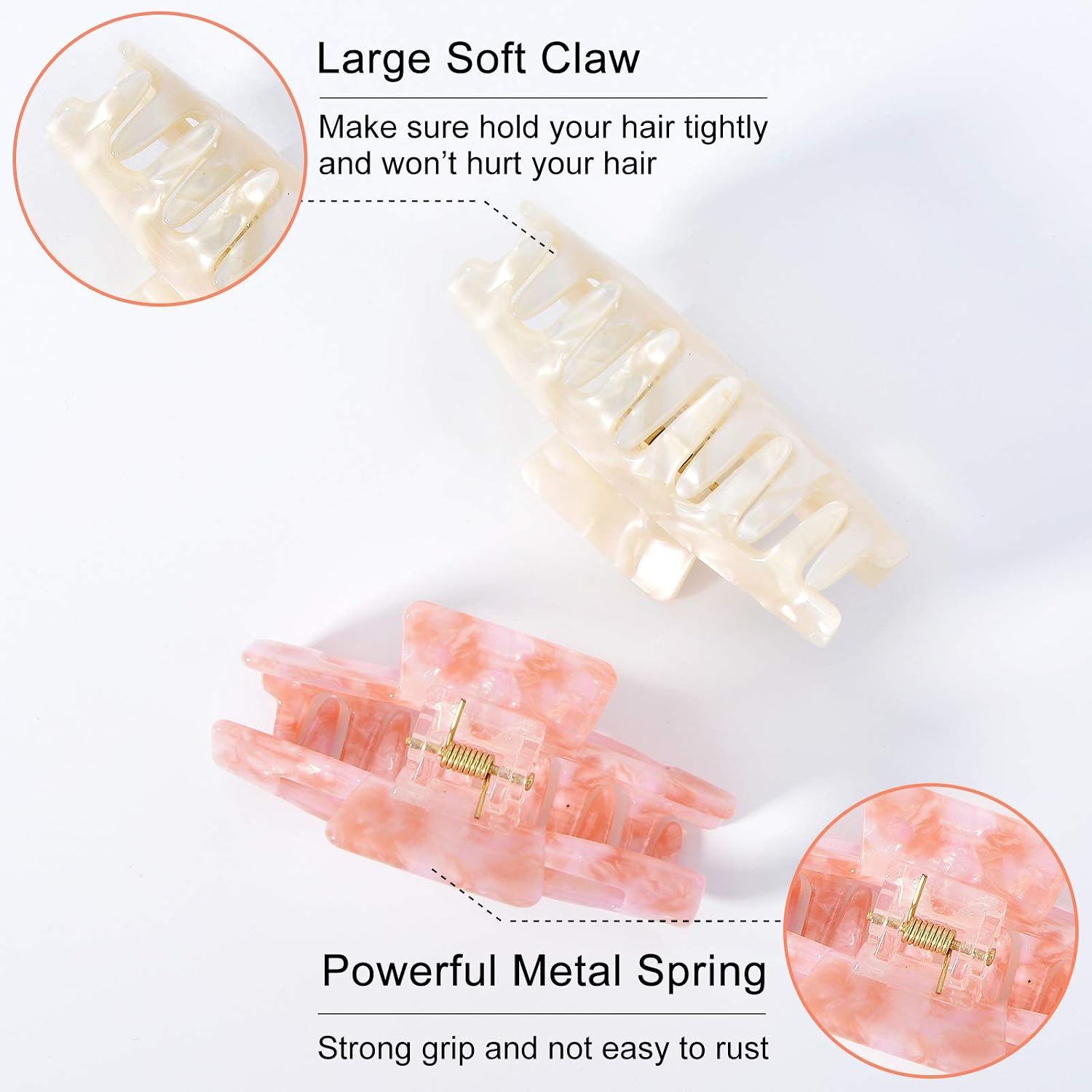 Big Claw Tortoise Banana Pink French Celluloid Leopard Print Clips for Women's & Girls' Thick and Thin Hair - 3.3 Inch, Strong Hold, 2 Color Options (2 Packs) image 4