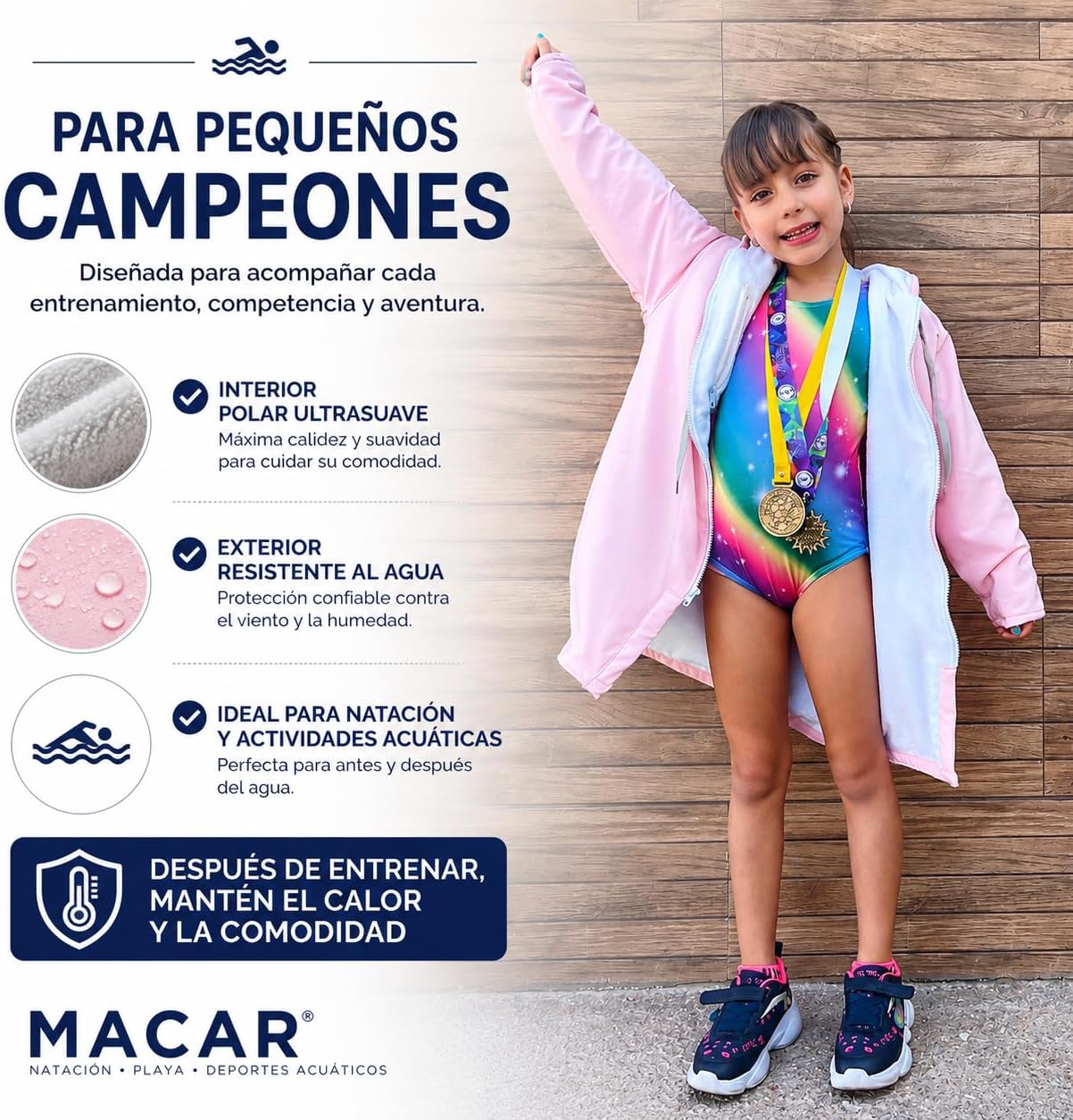 MACAR Waterproof Swim Parka with Fleece Lining – Ideal for Poolside & Outdoor Activities