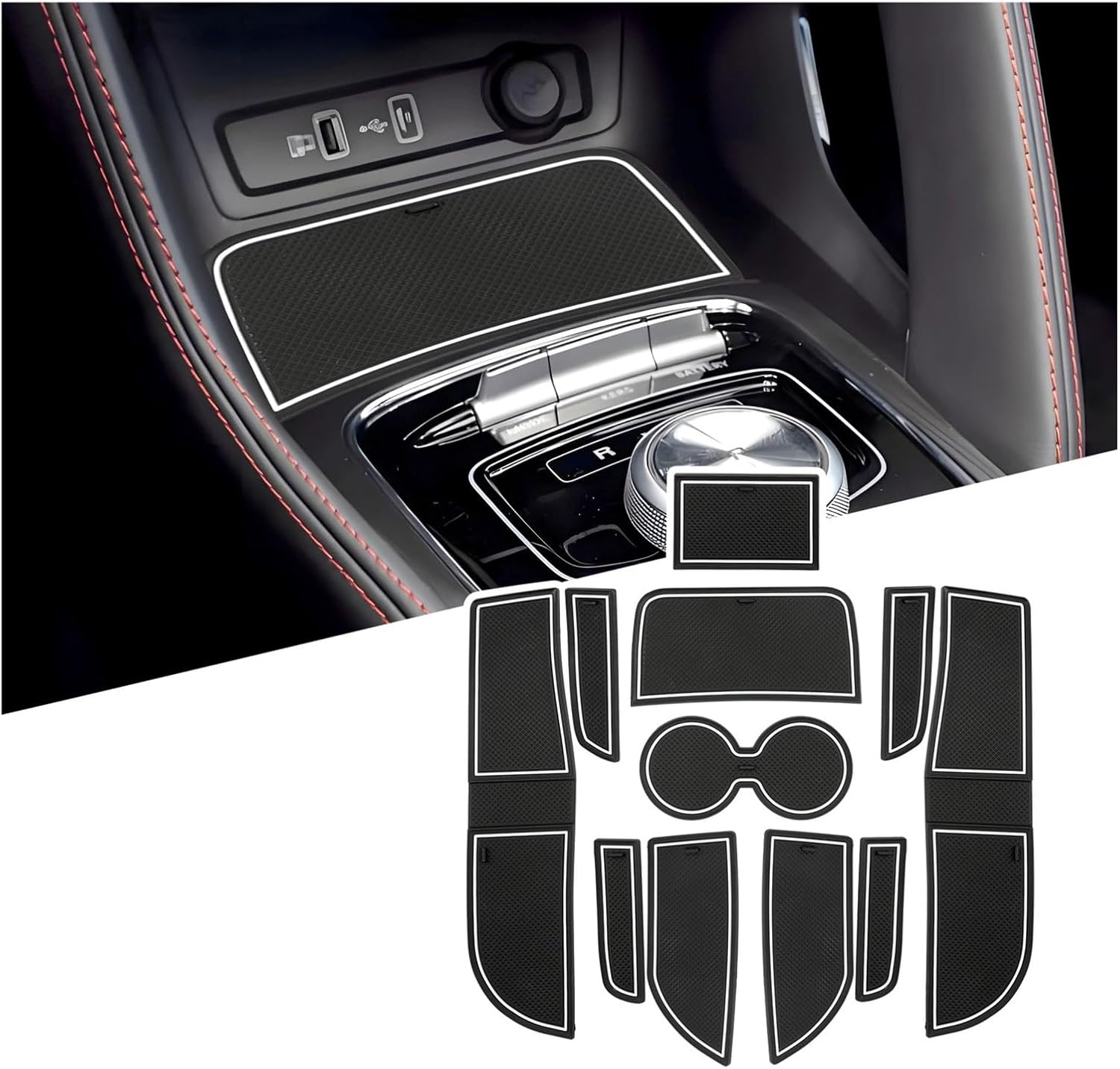 Door Groove Mat Compatible with MG ZS EV Facelift 2022 2023 2024 Car Anti-Slip Mat Rubber Gate Slot Pads Auto Compatible with MG ZS Accessories 2024(White)