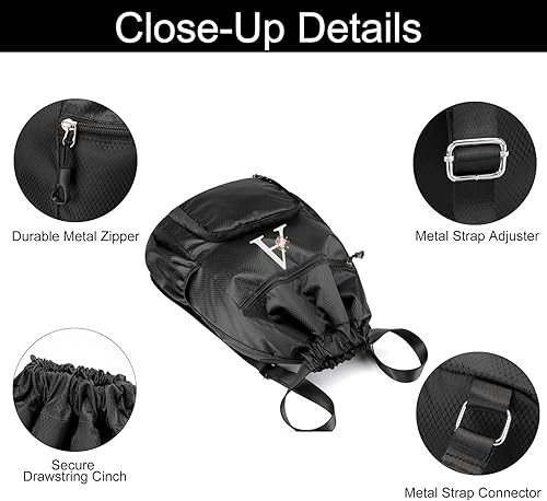 Miniatura 3 de Bolso negro con cordón con compartimento para zapatos Mochila de gimnasio Impermeable Oxford Tela Natación Bolsas