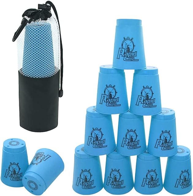 DQTYE 12pcs Stacks Cups, Sports Stacking Cups for Training Game Challenge Competition Party - Blue