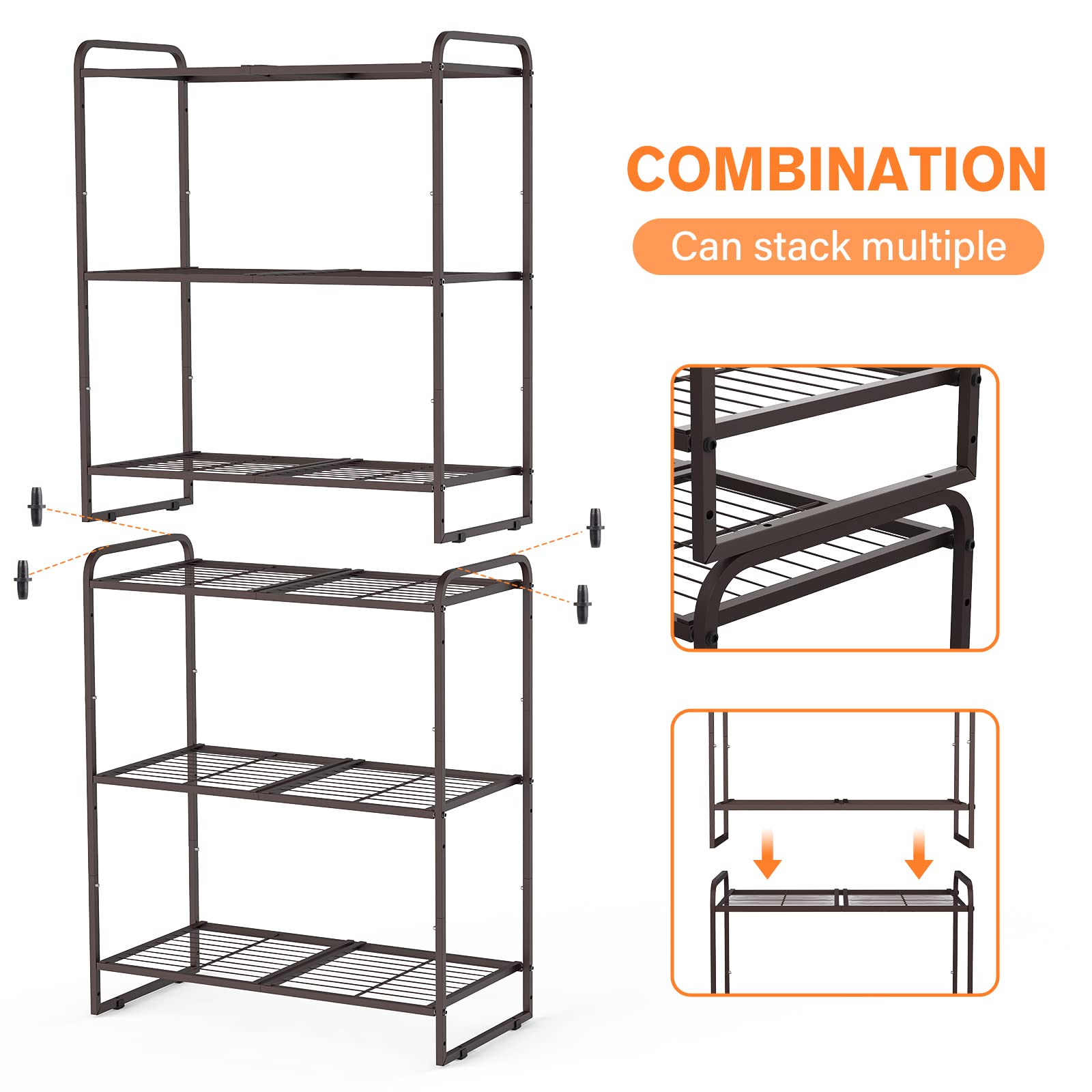 Simple Trending 3Tier Stackable Wire Shelving Unit Storage Rack