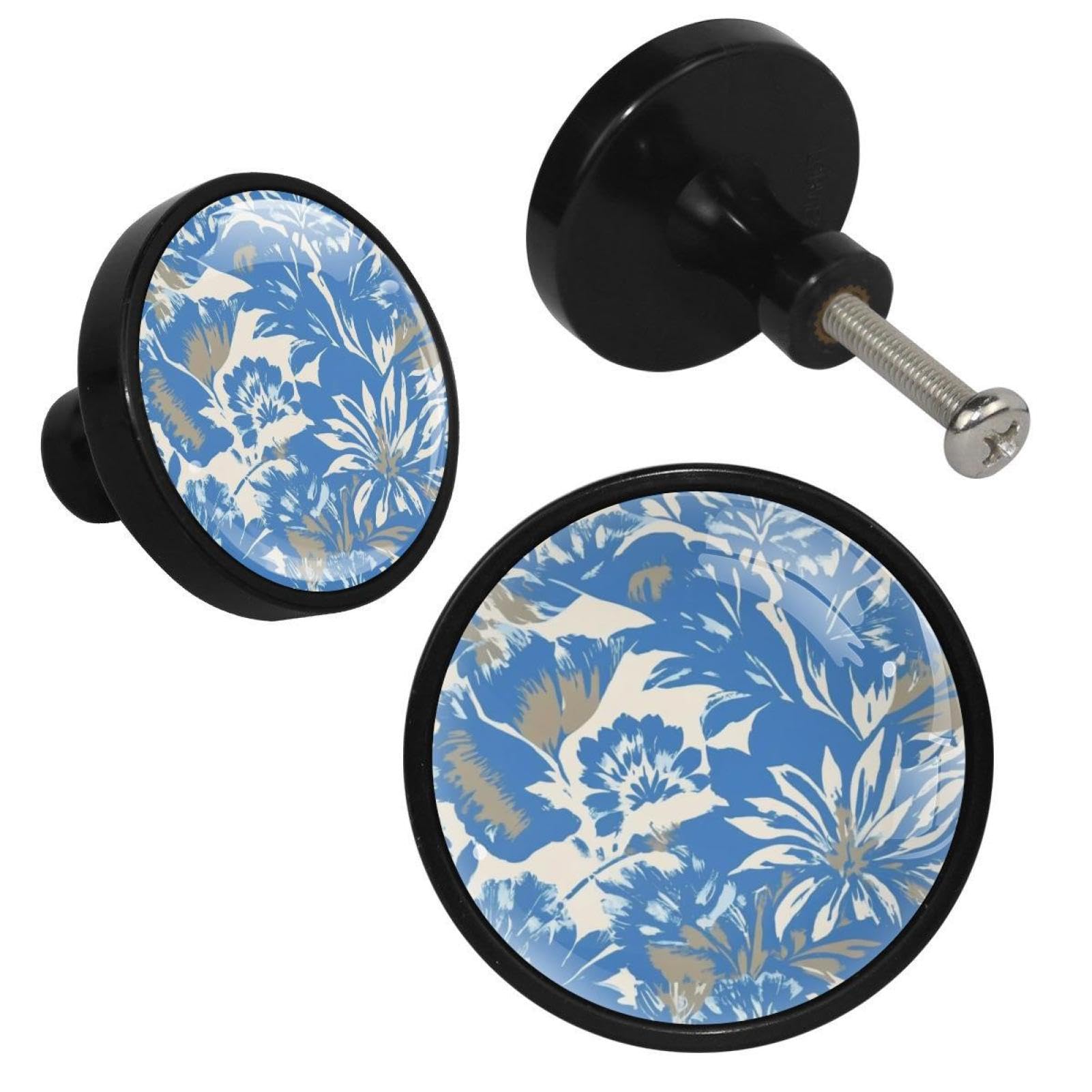 NUEAHEDN 4 PCS Aesthetic Leaves Cabinet Knobs, Bathroom Drawer Pulls Handles, Round Dresser Knobs Door Knobs for Kitchen Cupboard Nursery Wardrobes