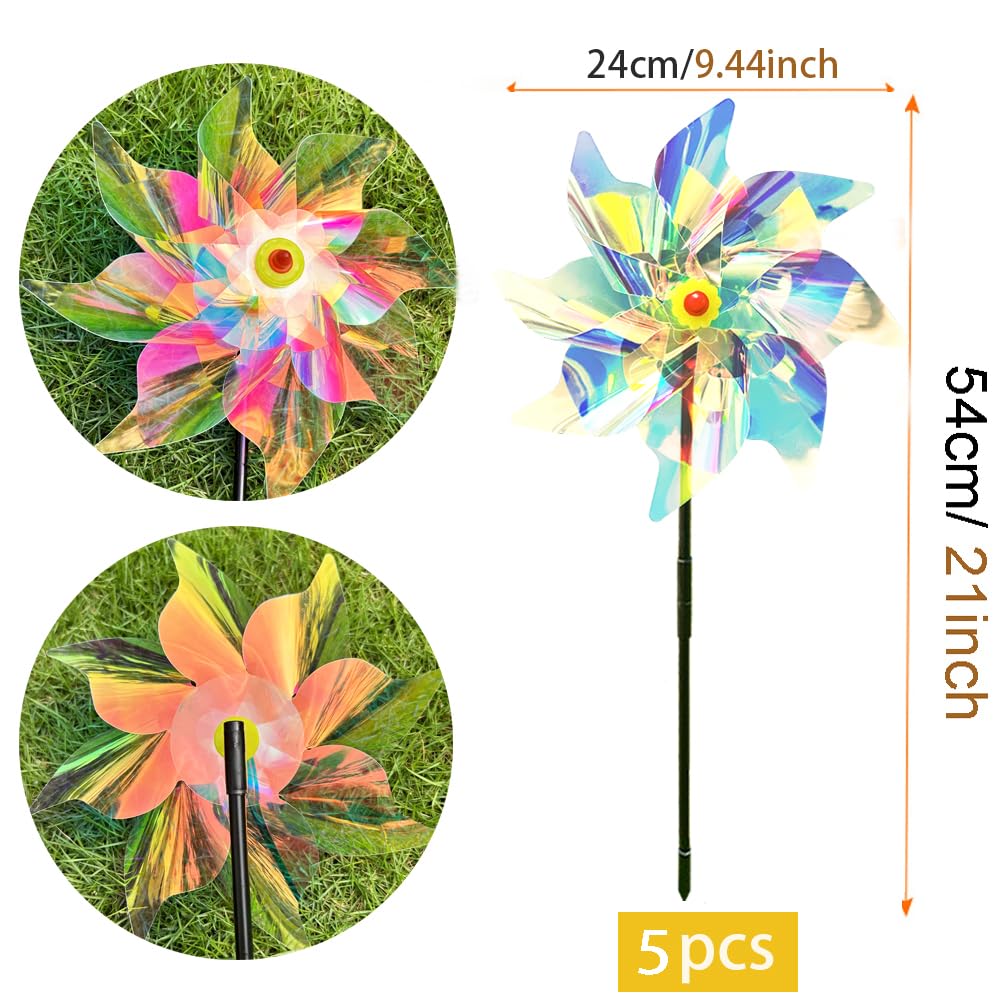 Bird Repellent Windmill,Bird Scarers Windmills For Garden,Pigeon Deterrent Reflective Bird Deterrent Scarer Windmill,Windmills for Children (5) - Image 2