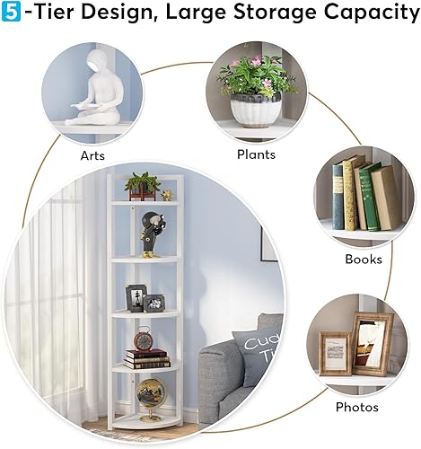 Vista 23 de Tribesigns Estantería esquinera de 6 niveles, estantería esquinera de 70.9 pulgadas de alto, estantería pequeña, estantería de esquina moderna, Negro