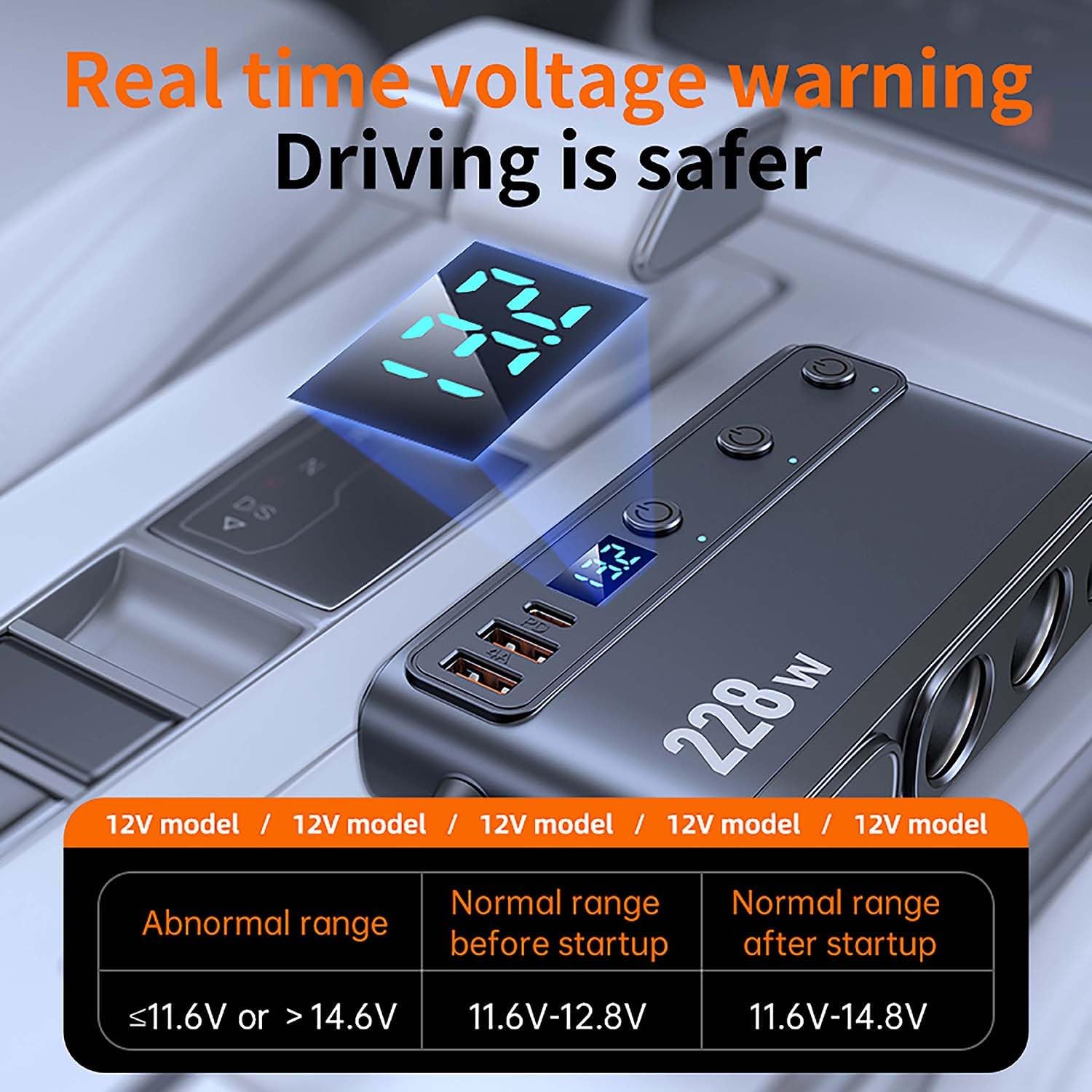 Cigarette Lighter Adapter with Retractable Car Charger,45W USB C Car Accessories 3 Socket Heavy Duty Truck Car Plug Outlet Splitter Fast Charging 12V/24V Independent Switch Multi Port for Car Devices