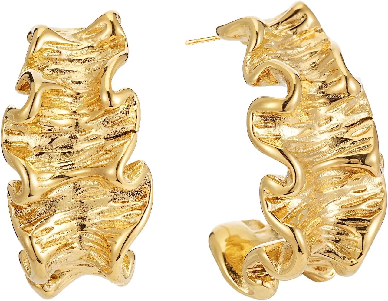 14K Gold Flower Earring for Women Geometric Chunky Leaf Drop Dangle Earrings Statement Twisted Stud Earring Fashion Jewelry Gifts