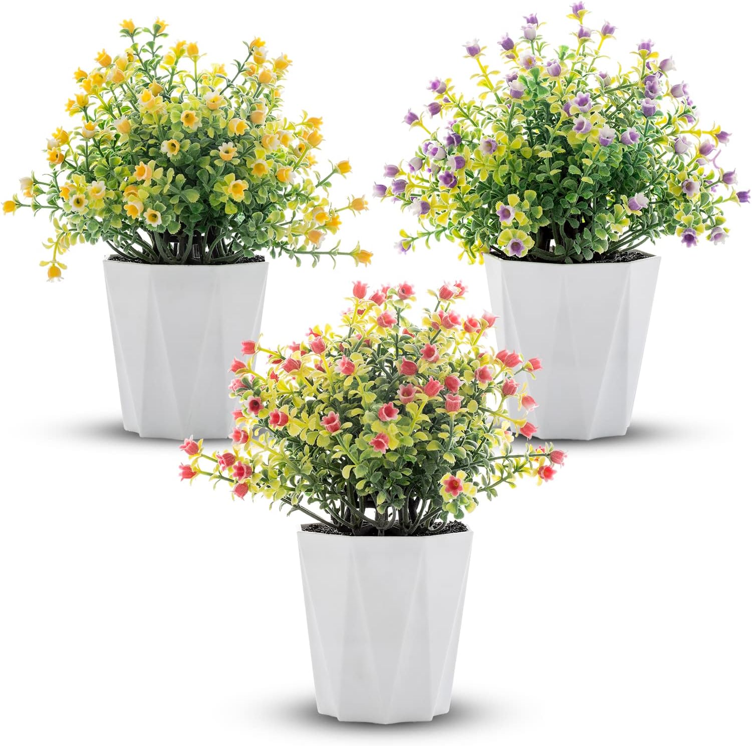 8.85 Inch 3 Pack Small Fake Plants Artificial Potted Plants Faux Plants Indoor for Home Bathroom Kitchen Office Shelf Desk Plants Decor