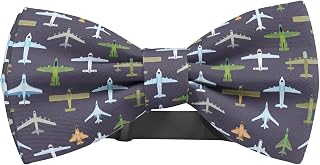 Adjustable Pre-tied bow tie for toddler Boys (Airplane Top View Pattern) Elegant Cute Bowties for Dogs Cats Pets