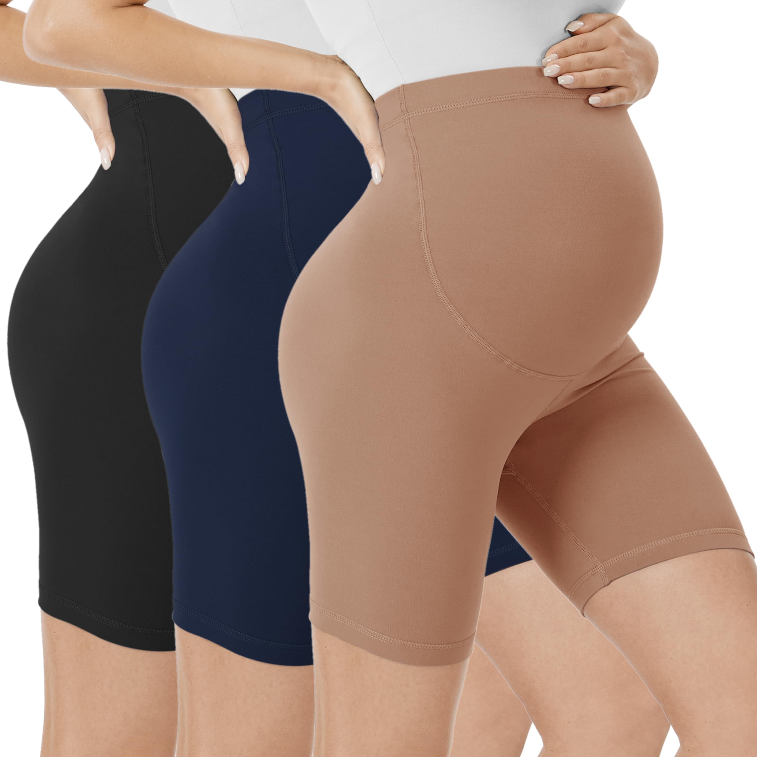 VALANDY Creamlush Maternity Shorts Over The Belly Pregnancy Biker Shorts Lounge Yoga Pants (S-XL) — view 17