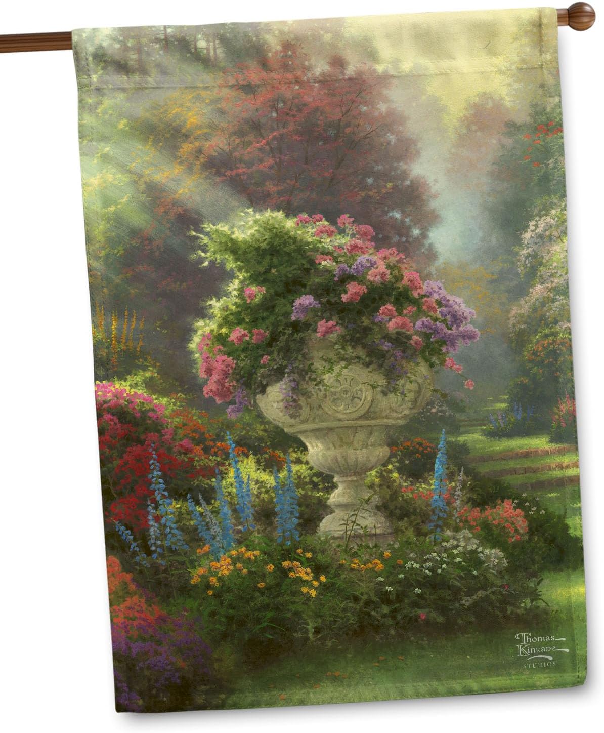 Flagology, Thomas Kinkade Garden of Hope House Flag 28" x 40", Outdoor Flag, Exclusive Premium Fabric, Officially Licensed Thomas Kinkade, Spring