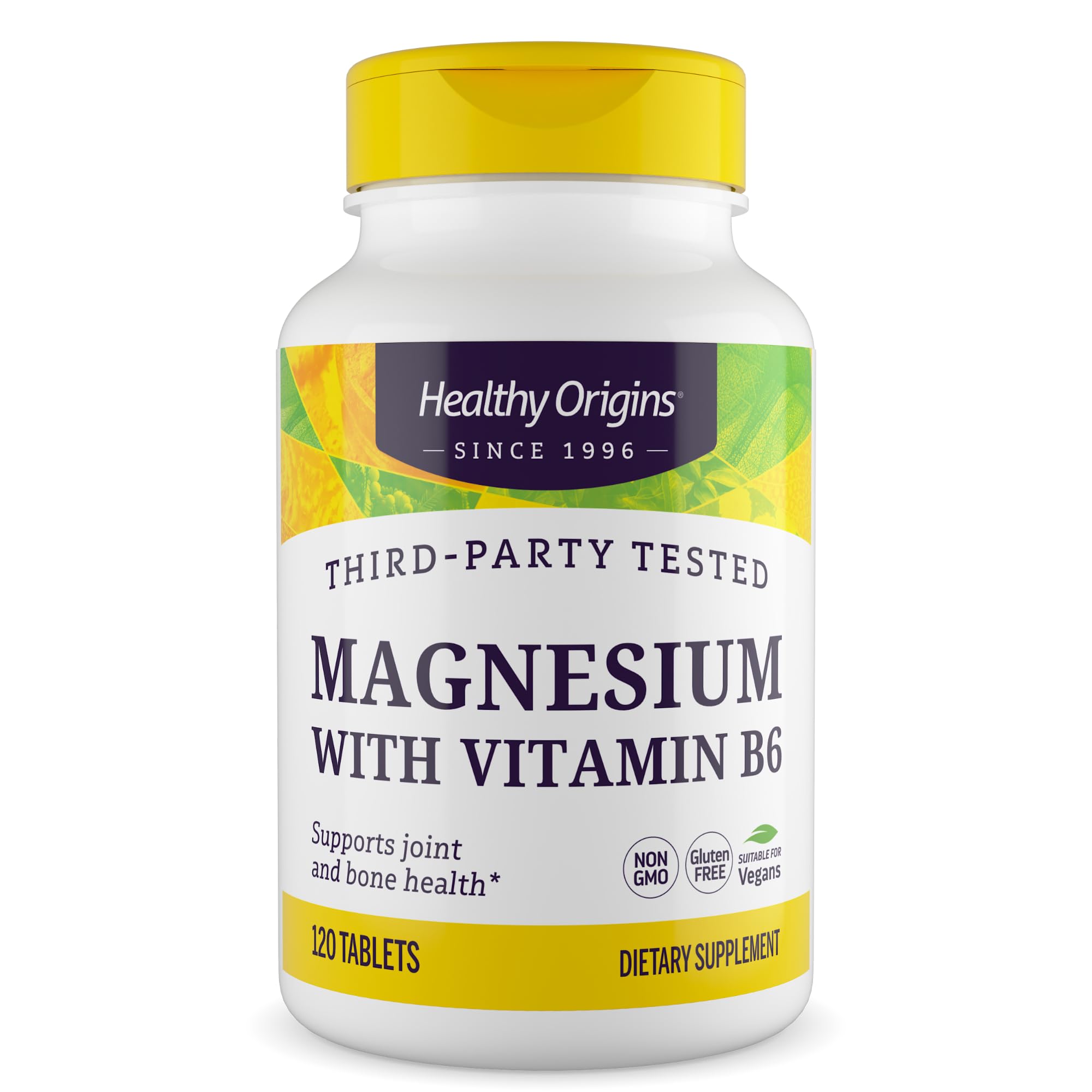 Healthy Origins Magnesium & Vitamin B6, Non-GMO, 120 Tablets