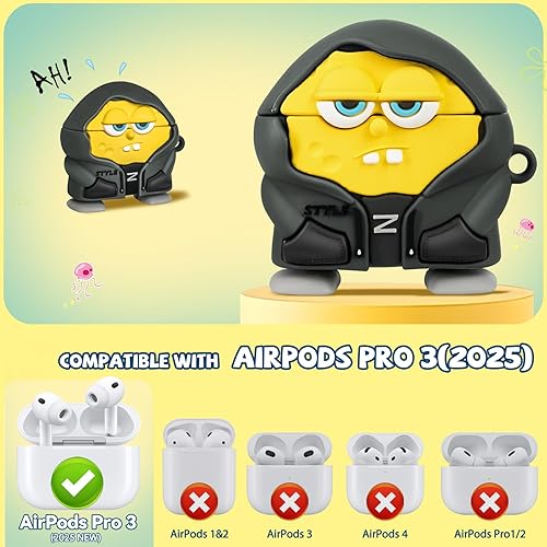 Miniatura 2 de Estuche lindo para AirPods Pro 3 (2025) Divertido con personajes de anime kawaii de dibujos animados 3D geniales Funda de silicona compatible con