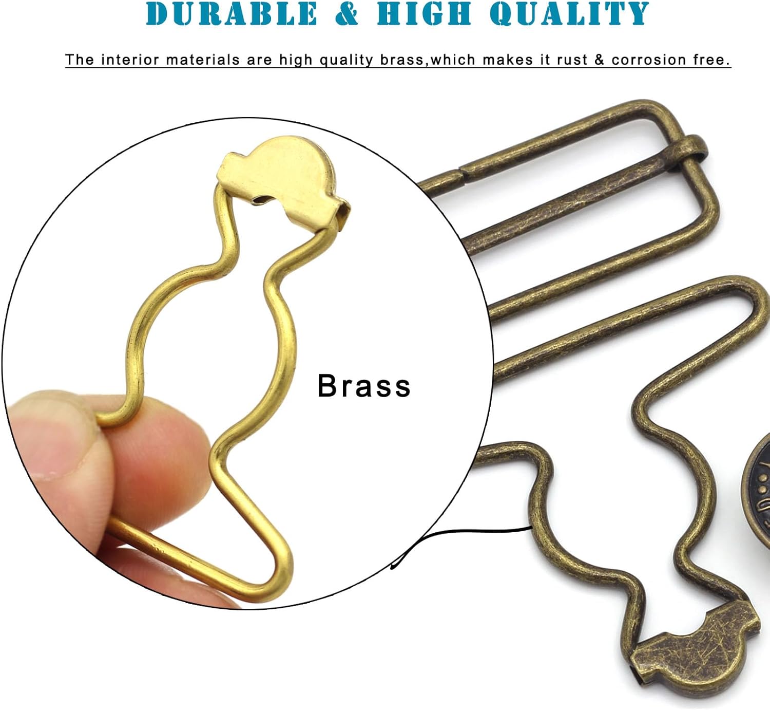 2 Sets 2 inch Overall Buckles Replacement, Metal Suspender Buckle Overall Clips with Buckle Slider and Buttons - Image 5