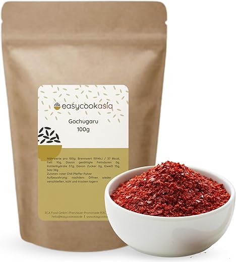 EasyCookAsia Gochugaru | Koreanische Gochugaru Chiliflocken | 100g | Gochugaru Chili Flakes | grob gemahlen