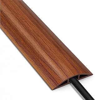 Cable Floor Cover LZEOY, 10ft Electrical Cord Cover, Walnut Wood Floor Wire Cover, Soft PVC Floor Cable Covers for Cords, Electric Cord Covers for Floor for Home, Offices, Hotel, Outdoor