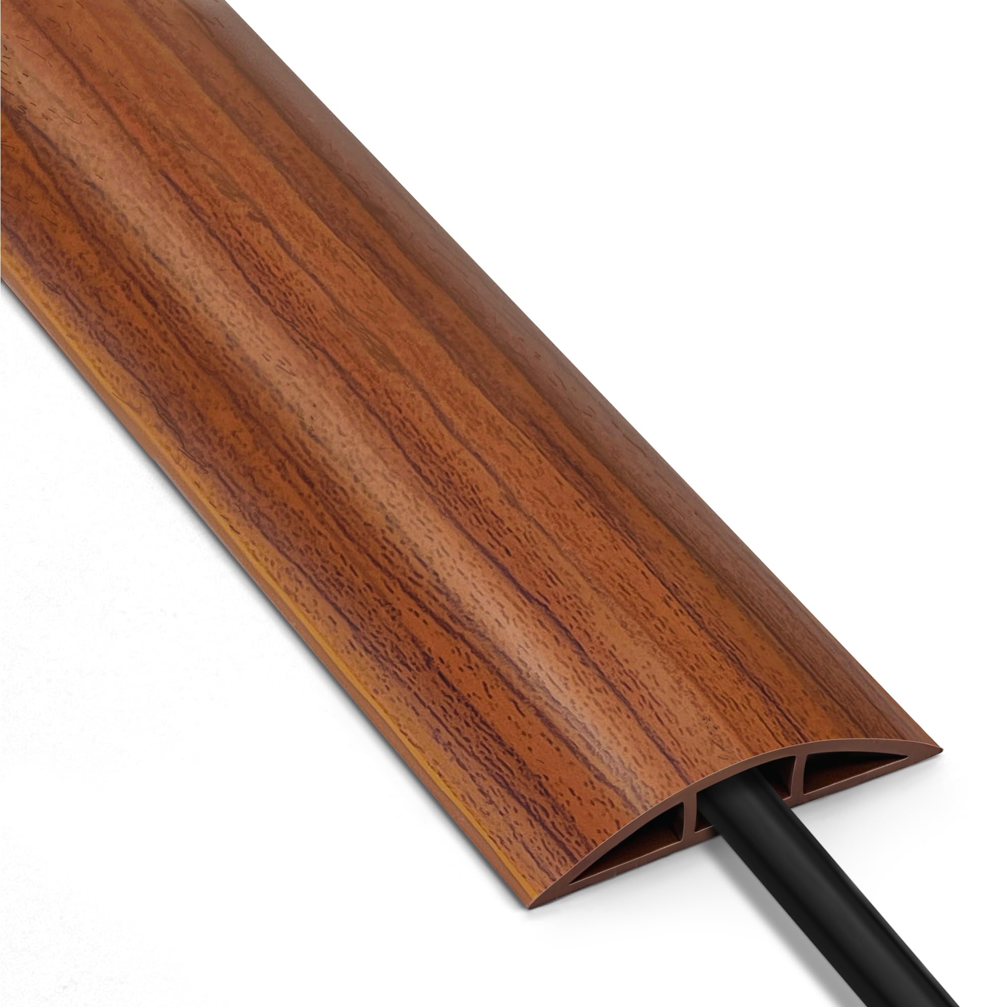 Cable Floor Cover LZEOY, 10ft Electrical Cord Cover, Walnut Wood Floor Wire Cover, Soft PVC Floor Cable Covers for Cords, Electric Cord Covers for Floor for Home, Offices, Hotel, Outdoor