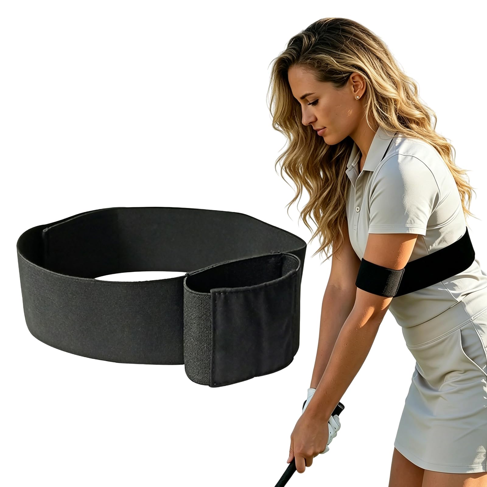 SRLWMYI Golf Training Aids, Golf Swing Trainer, Slider Golf Aid – Adjustable Arm Band for Swing Correcting, Professional Motion Correction Belt for Right and Left-Handed Golfers (Unisex, Nylon)