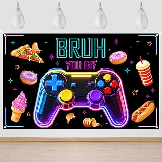 Avezano Gamer Backdrop Game Night Party Decorations | 6x3.6ft, Polyester, Game on Backdrop, Gaming Backdrop, Video Game Party Decorations, Party Supplies