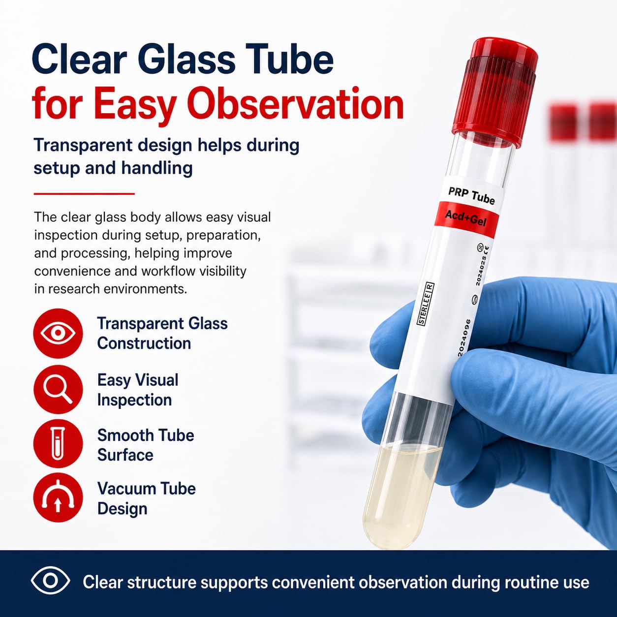 10PCS 10ml PRP Tubes with ACD + Gel, Vacuum Glass Separation Tubes, Individually Wrapped for Laboratory Research and Sample Preparation (10)