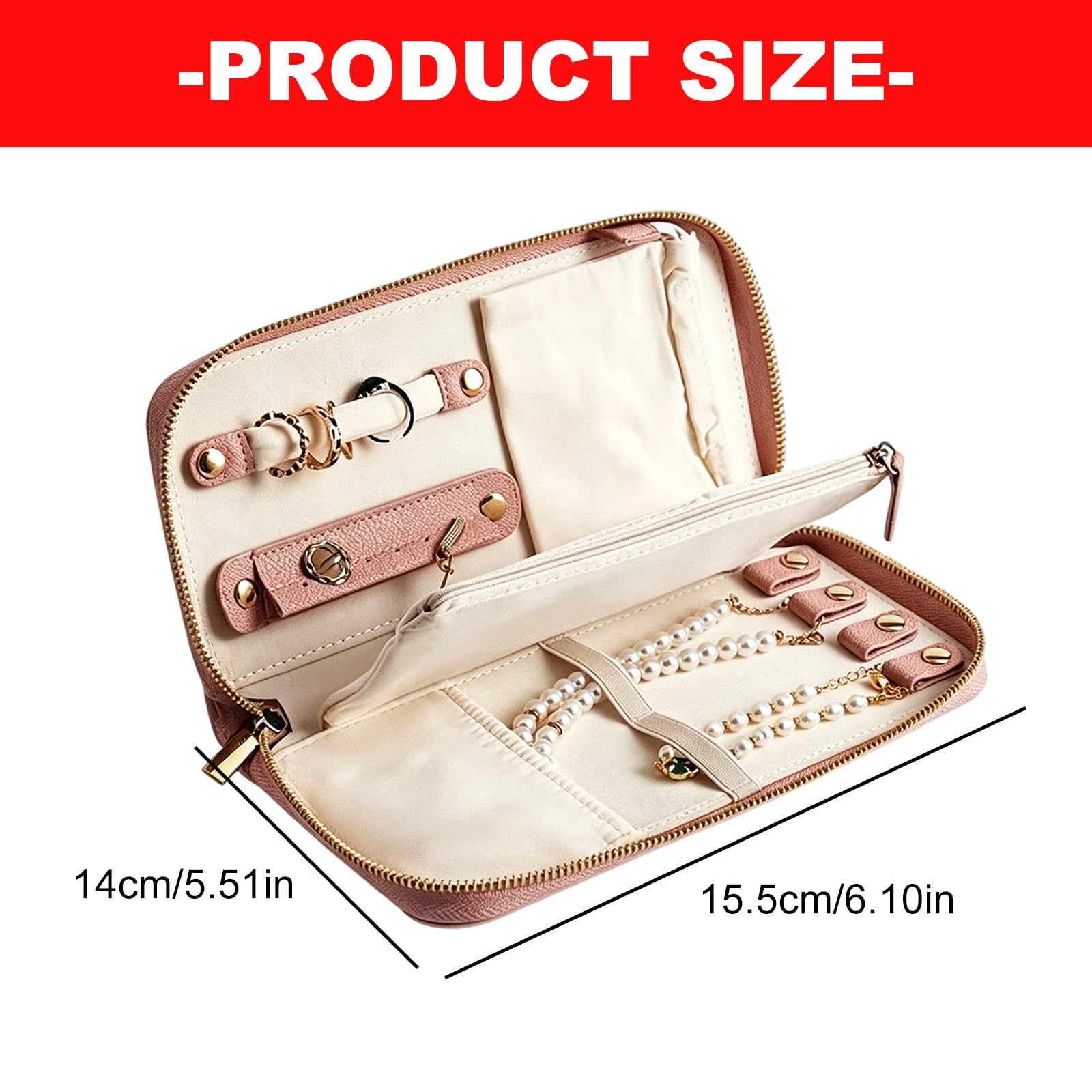Estuche para guardar joyas con soportes para collares con