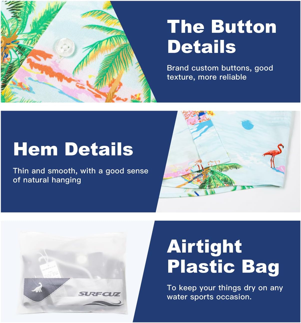 SURF CUZ Mens Hawaiian Shirts Short Sleeve Stretch Casual Aloha Shirt Vacation Mens Tropical Button Down Beach Shirts - Image 5