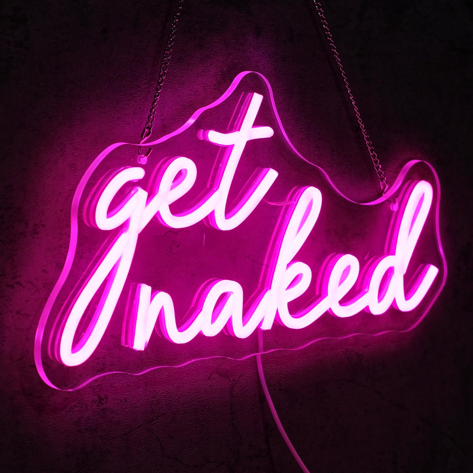 Letrero de neón con frase "Get Naked" para decoración de pared, luces LED regulables, letreros LED rosa, para decoración de dormitorio, letras, luces de neón, decoración de habitación para bar