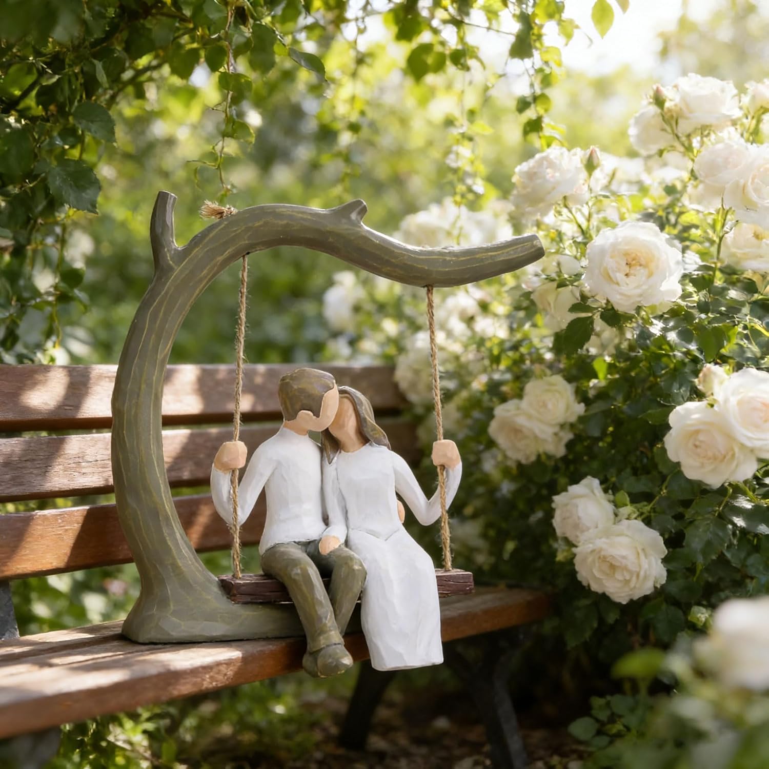 Resin Anniversary Wedding Gifts - Her/Him/Husband,Wedding Gifts for Couples, Birthday, Valentine's Day, Anniversary Keepsake, Resin Couple Statues Decor, Sculpted Hand-Painted Figure (Natural)