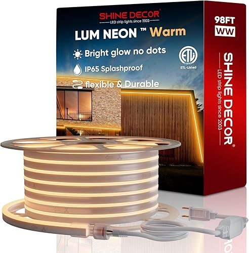 Shine Decor tira de luces LED de neón AC 120V, extensible y cortable 120LEDsM de iluminación brillante, ETL resistente al frío y IP65 impermeable