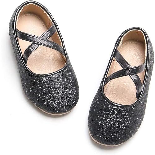 Otter MOMO Toddler/Little Girls Flower Girl Shoes Ballerina Flats Shoes Slip-on School Party Dress Shoes