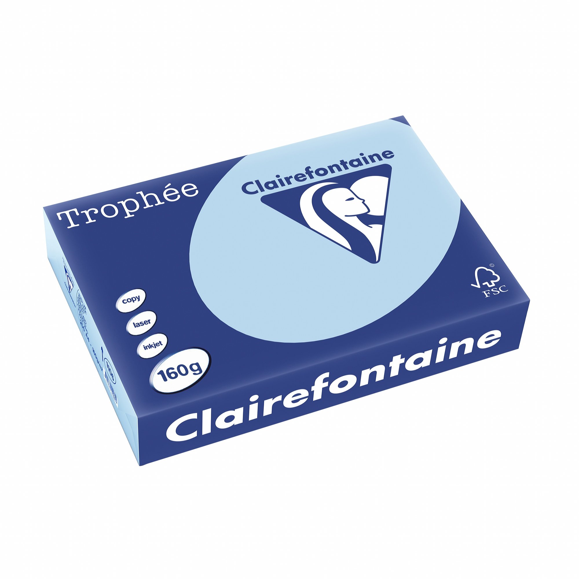 ClairefontaineTrophee 1106C Ream Printer/Copier Paper Intense Colours DIN A4 160 g 250 Sheets Ice Blue 1 Ream