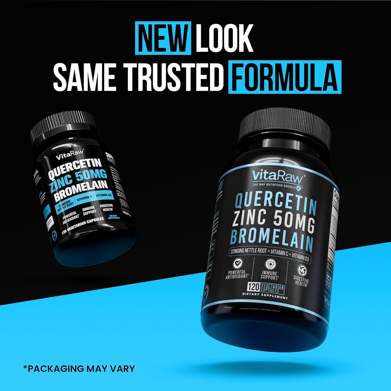 VitaRaw Quercetin with Bromelain 500mg Capsules, Supports Immune Response, Joint Comfort, & Overall Wellness - Vitamin C, Zinc 50mg, & Vitamin D3 5000 IU - Immunity Health Pills