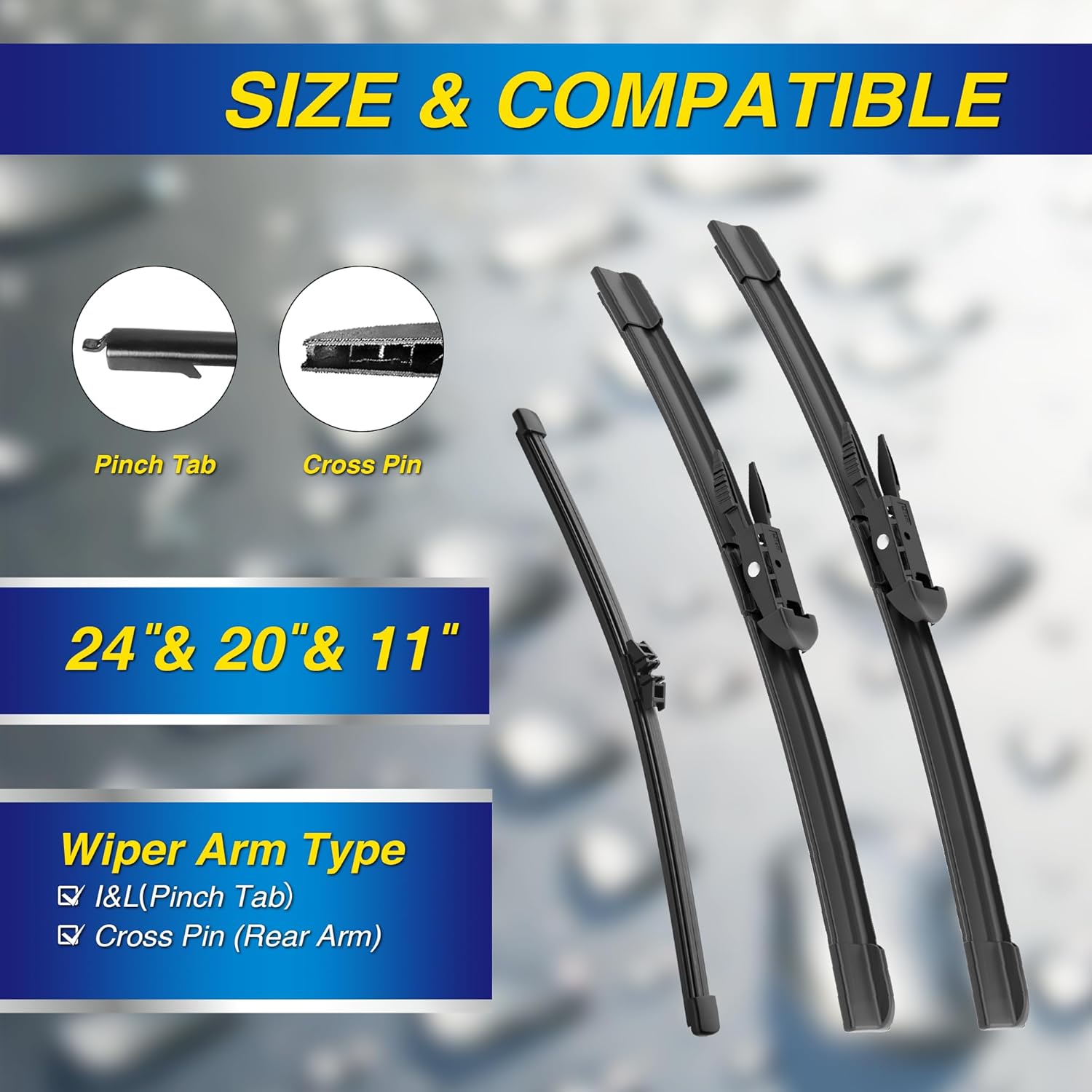 5 PLUS® Silicone Windshield Wipers Replacement for 2020-2023 Ford Escape Wiper Blades(Set of 3),Automotive Replacement Windshield Wiper Blades For My Car-24"/20"/11"