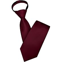Branduce 3.15" 8cm  Mens Solid Satin Tie Pre-tied Adjustable Zipper Necktie for Business and Wedding