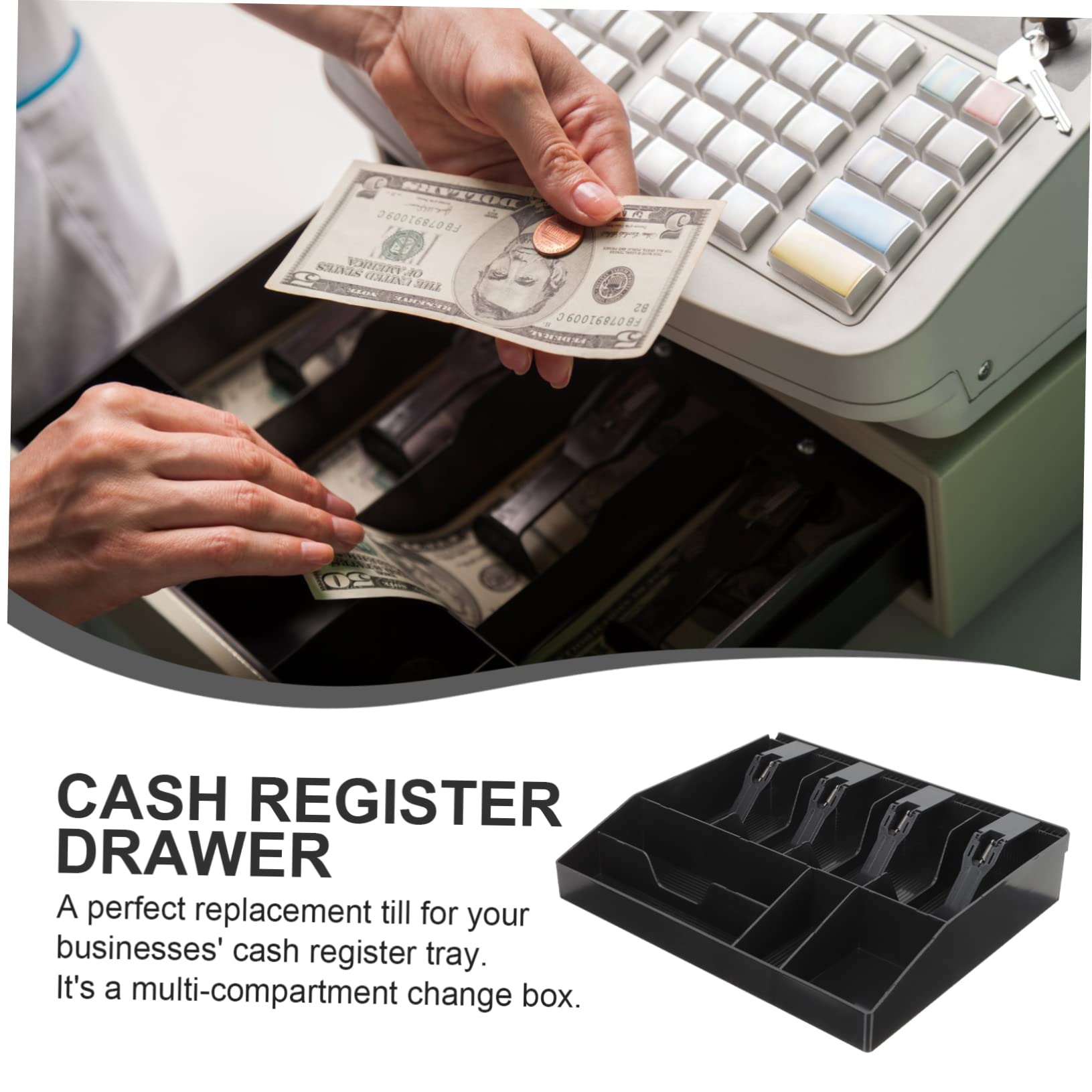 Holibanna Multi-compartimentos Para Caja Registradora Organizador Supermercados y Tiendas Reemplazo Resistente y