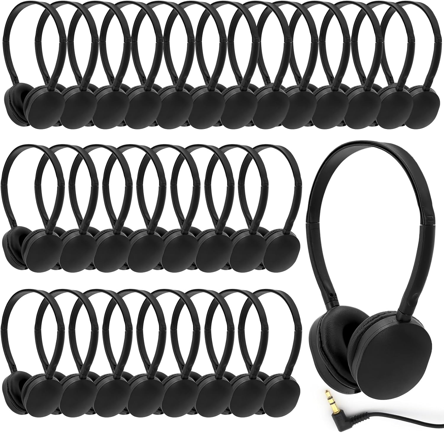 30 Pack Kids Headphones Bulk for School, Multi Color Wired Kids Classroom Headphones Adjustable with 3.5 mm Jack for School Library Students Children Teens and Adult