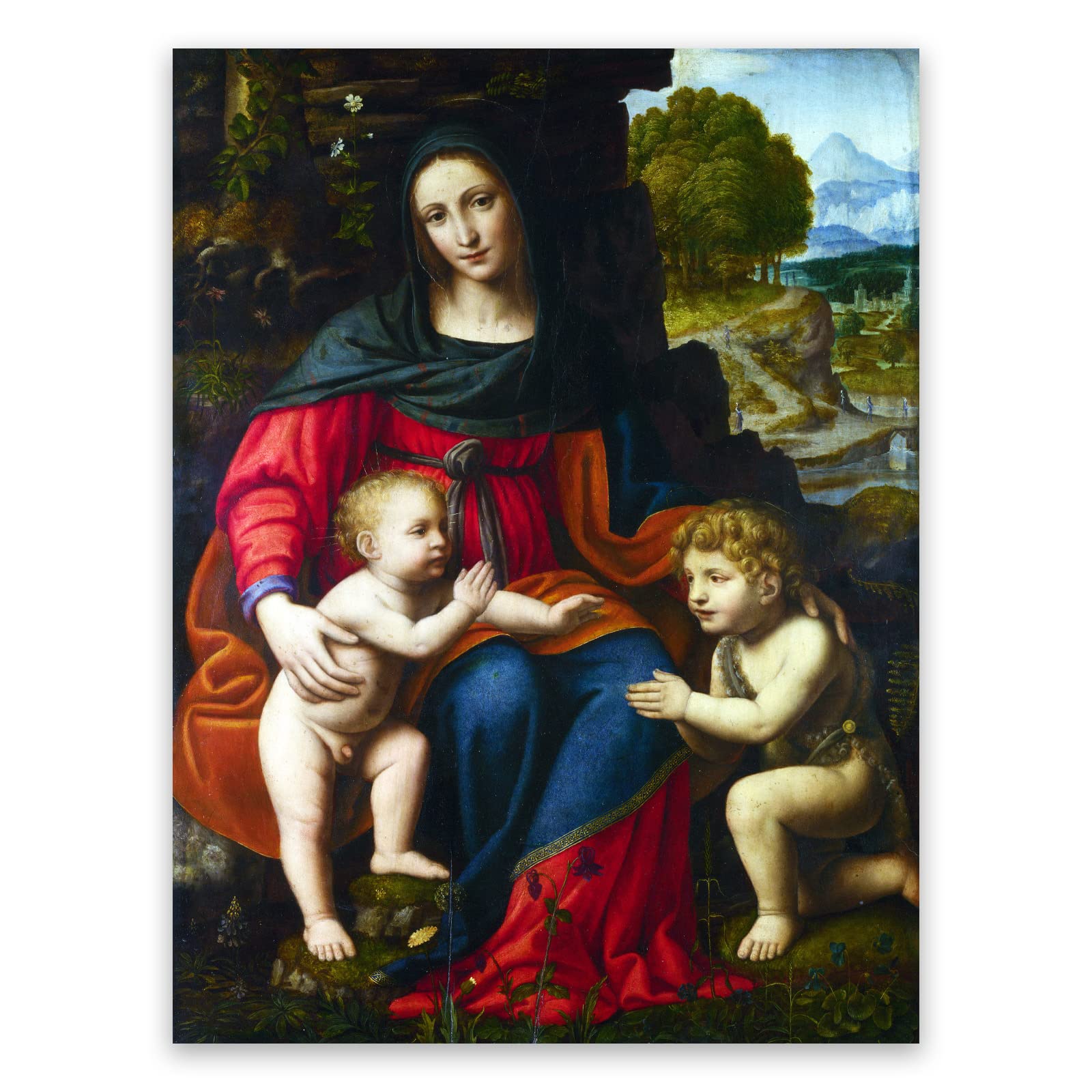 Leonardo Da Vinci Paintings - The Virgin and Child with Saint John Poster - Fine Art Prints - Vintage Canvas Wall Art Home Decor for Bedroom Living Room Unframed (12x16in/30x40cm)