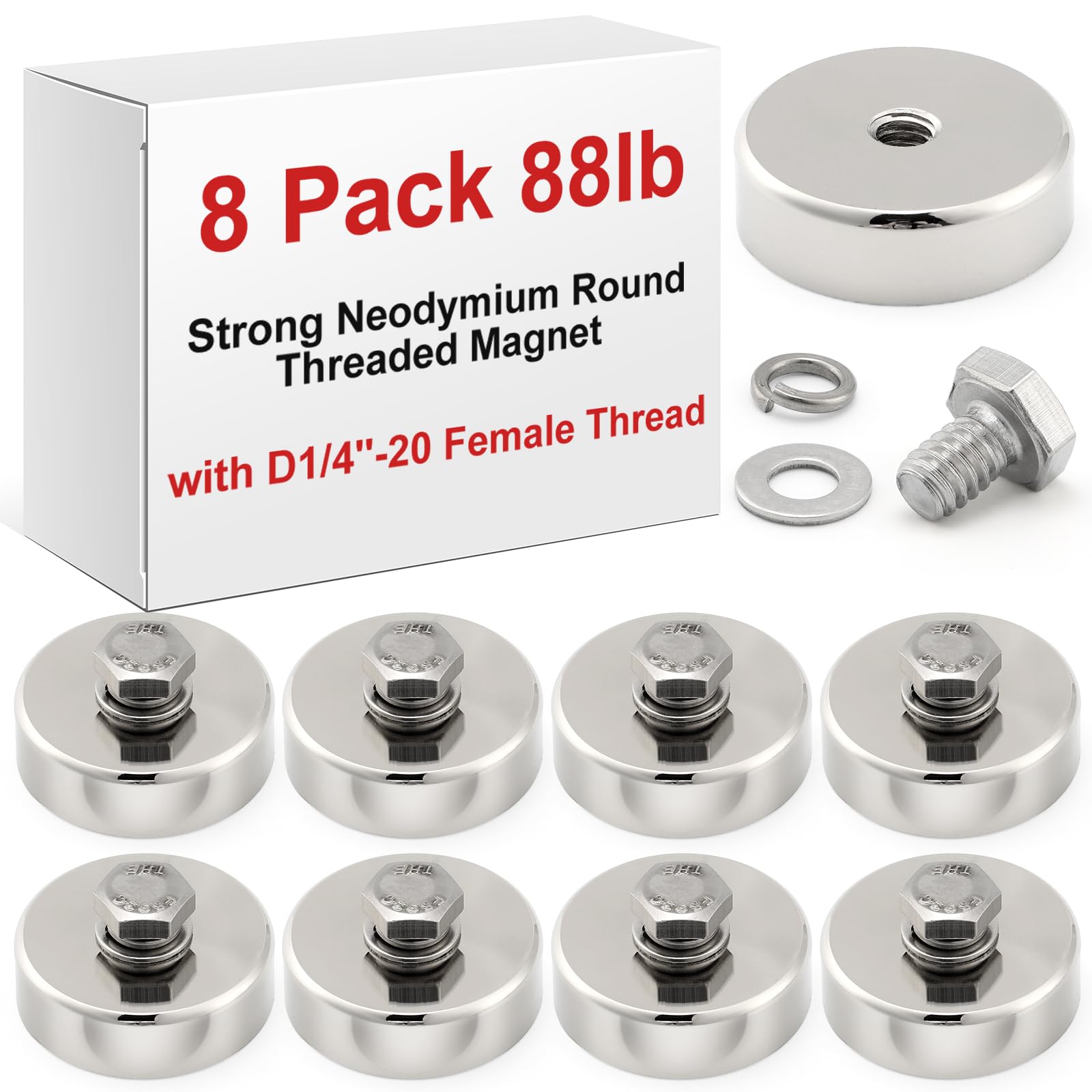 MorningRo 8 Pack Strong Round Threaded Magnet, 1.89 Inch, Primary Color — Amazon image 16