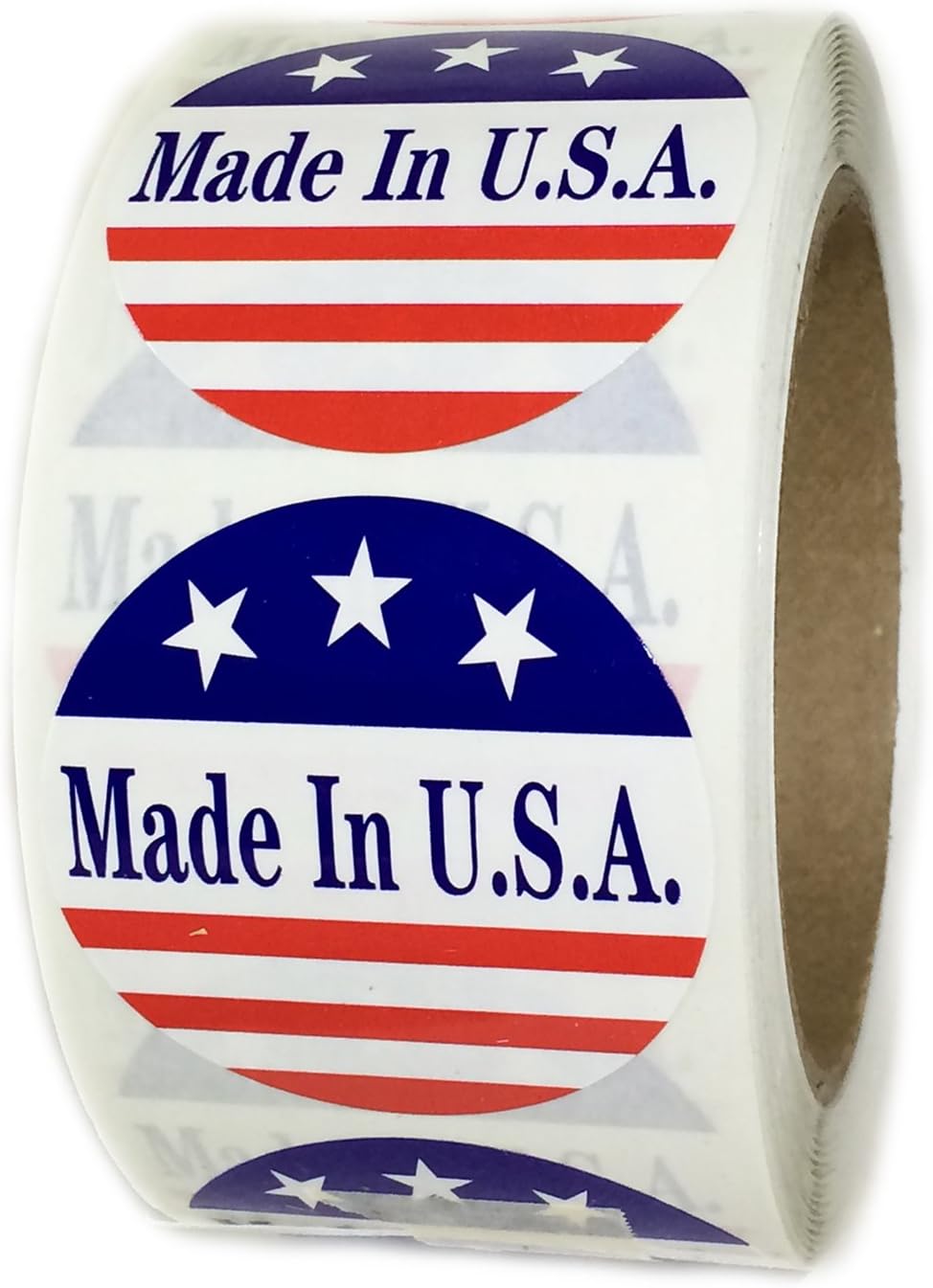 Red, White and Blue "Made in U.S.A." 3 Stars Labels - 2" Diameter - 500 ct