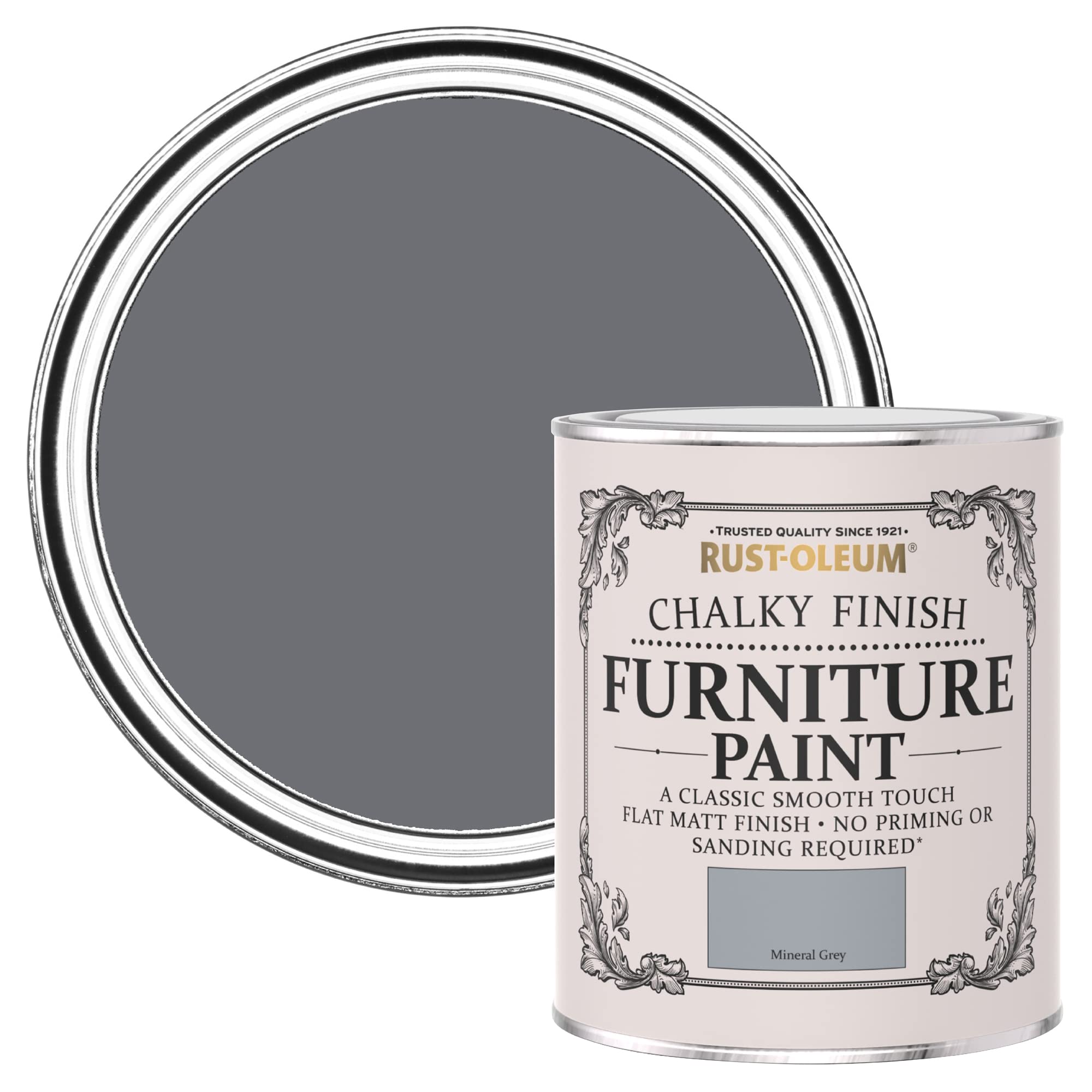 Rust-Oleum Mineral Grey Grey Upcycled Furniture Paint In Chalky Finish - 750Ml