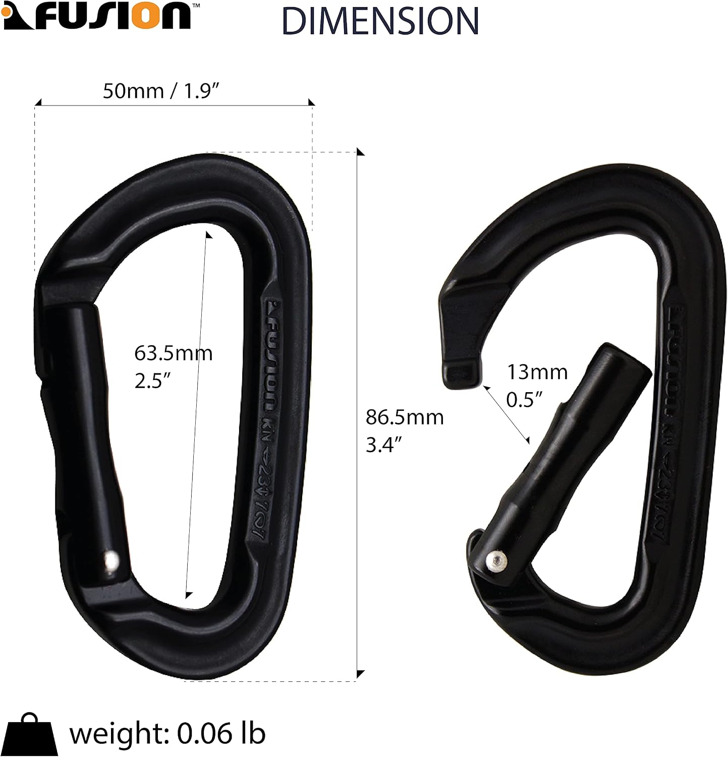 Fusion Contigua Straight Non-Locking Gate Carabiner