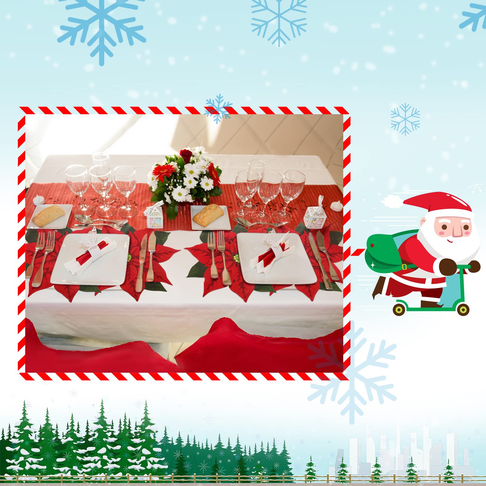 Weihnachtliche Papier-Tischsets, Weihnachtsstern, Blume, Schneemann, Platzsets für Zuhause, Urlaub, Tischdekoration, 36 Stück