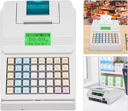 Miniatura 2 de Caja registradora electrónica para pequeñas empresas, caja registradora con sistema POS con 40 llaves e impresora térmica, caja registradora