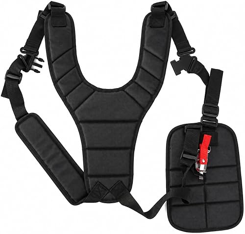 String Trimmer Harness for Troy-Bilt TB6044 XP 2017–2022, Adjustable Double Shoulder Strap with Padded Backrest and Hip Pad for Brush Cutter and Yard Maintenance