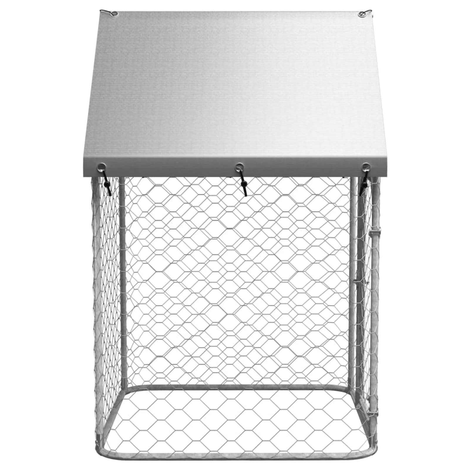 Gabbia per Cani da Esterno con Tetto, Canile da Esterno Grande con Tetto, Box Cane Metallo Esterno, Argento 100x100x150 cm