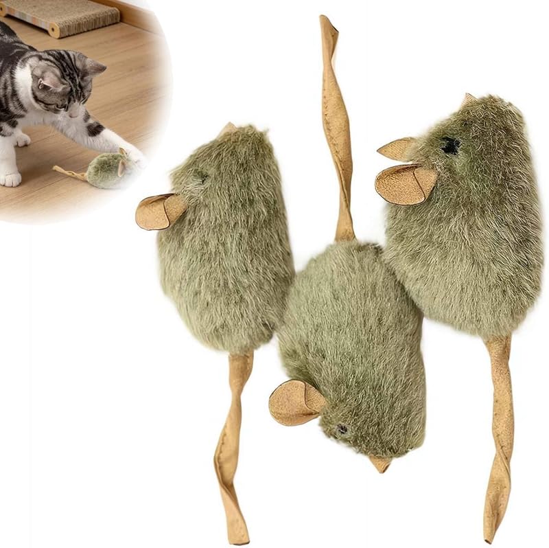 Squeaky Mouse Cat Toy 3 Pcs, Interactive Plush Mice for Indoor Cats, Used for Stimulating Hunting Instincts, Capable of Relieving Stress and Boredom, Ideal for Cat Playtime and Exercise