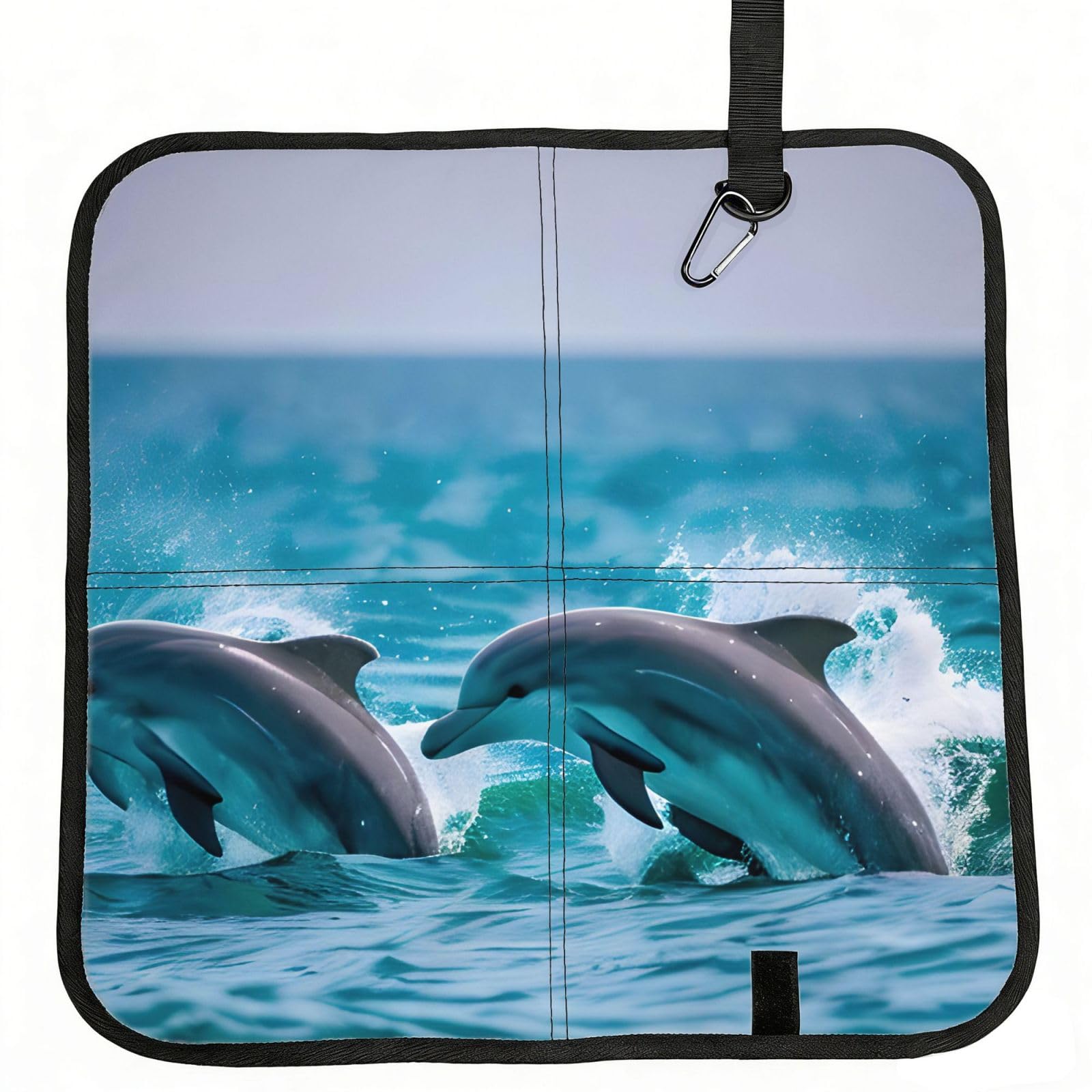 AYYQWE Dolphins In The Sea Print Foldable Seat Cushion Portable Chair Pad Office Commuting Picnic Camping Outdoor
