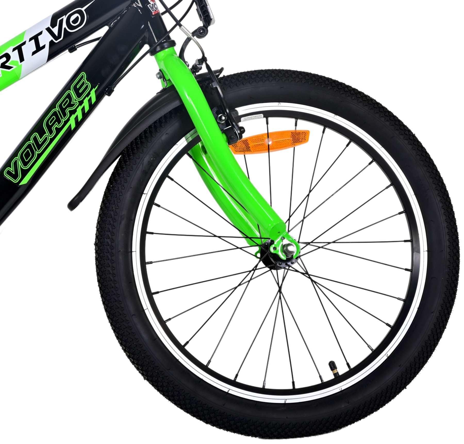 Volare Bicicletta per bambini 20 pollici per bambini 6-8 anni Sportivo verde elettrico con campanello, portabottiglie, ruote pneumatiche e 7 marce