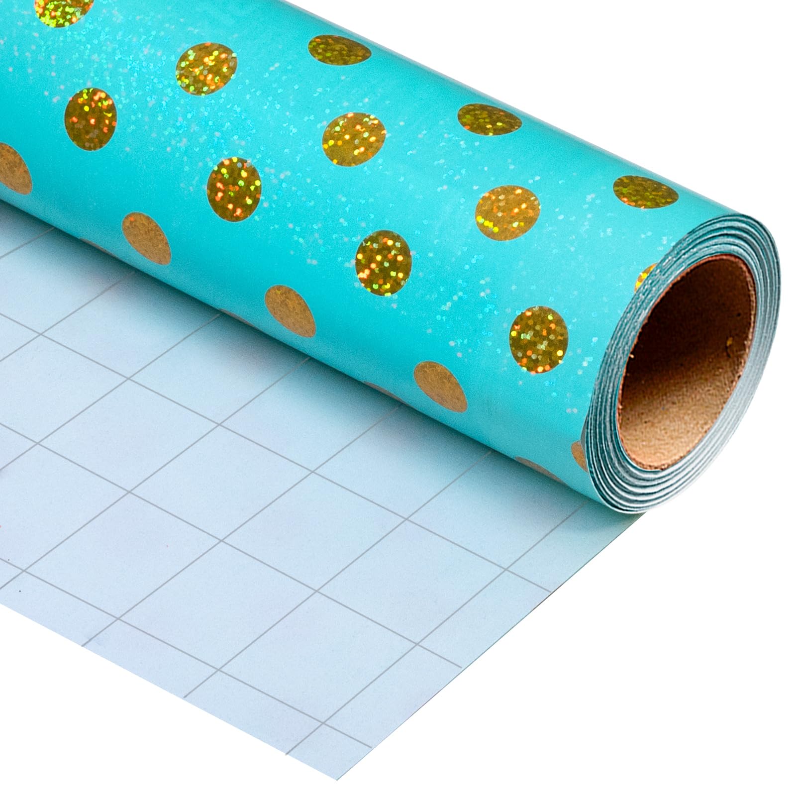 Burymento Blue Holographic Dots Wrapping Paper, Reversible Gold Gift Wrap for Birthday, Valentines, Mothers day, Graduation, Wedding, Fathers day, Baby Shower, Christmas (17in x 16.4ft)