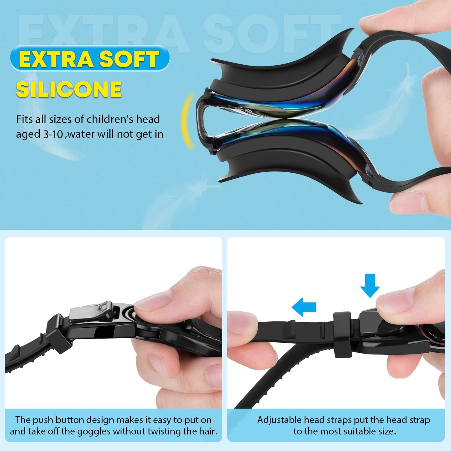 portzon Swimming Goggles Anti Fog Swimming Goggles Clear No Leaking,One Size - Image 3